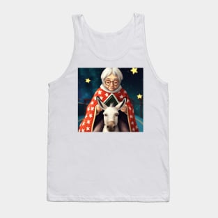 Old Lady on a Donkey with Stars Tank Top